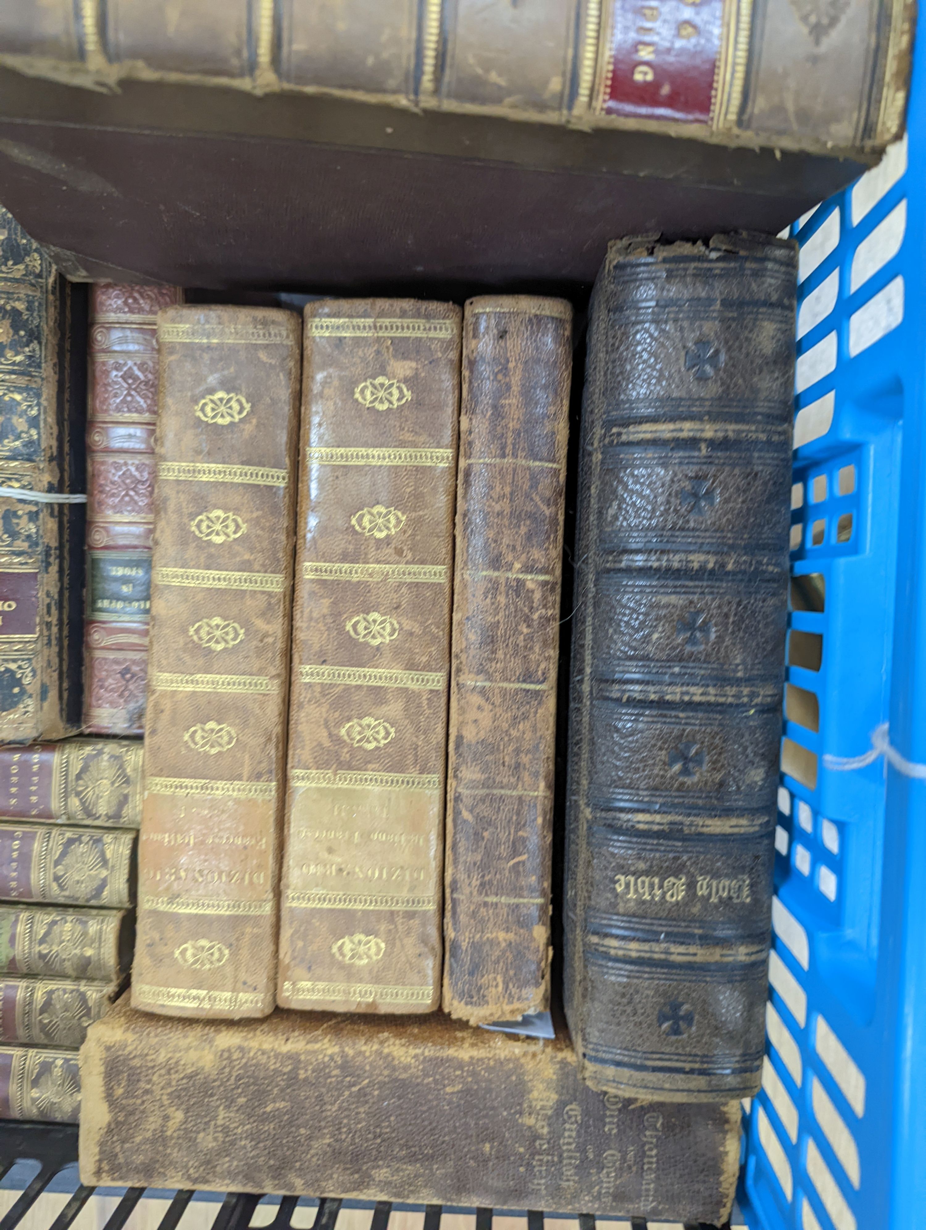 A quantity of leather bound books